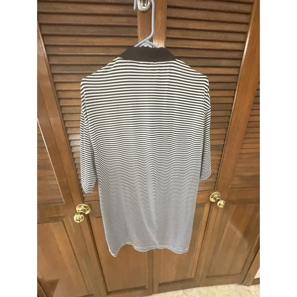 Peter Millar Golf Polo Shirt Men's White Black Summer Comfort Striped Size L‎